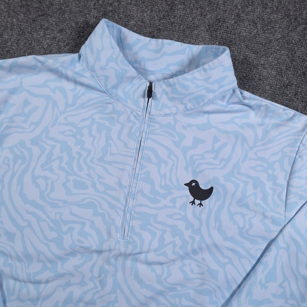 Bad Birdie Drip Tide Pullover Mens M Blue 1/4 Zip Golf Stretch Soft UPF